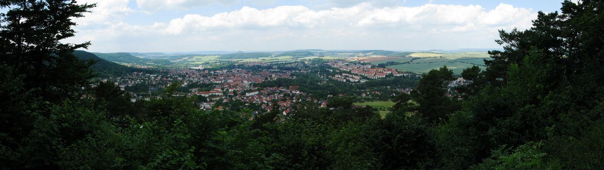 panorama view of the city heilbad heiligenstadt in germany