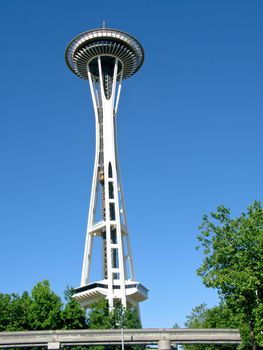 view of the space needle in seattle, pacific northwest