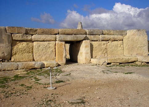 The megalithic temple of Hagar Qim in Qrendi, Malta.