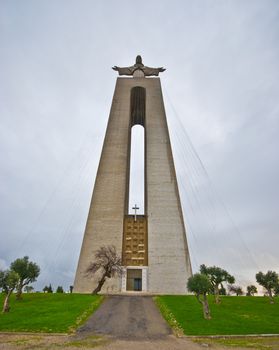 detail of the enormous statue of Christ in Lisbon