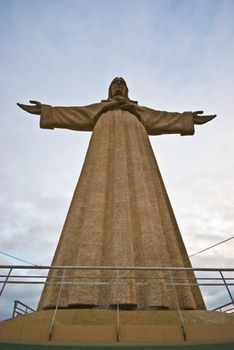 detail of the enormous statue of Christ in Lisbon