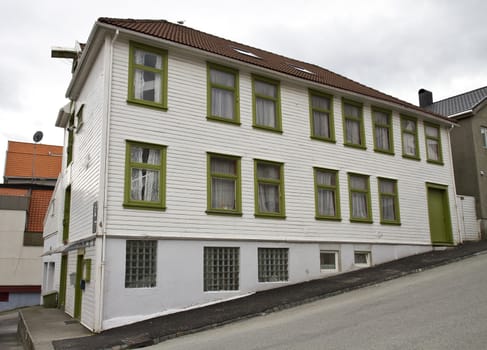 single old house on steep road in Stavanger, Norway