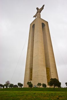 detail of the enormous statue of Christ in Lisbon