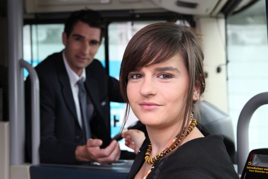 Girl sitting on the bus