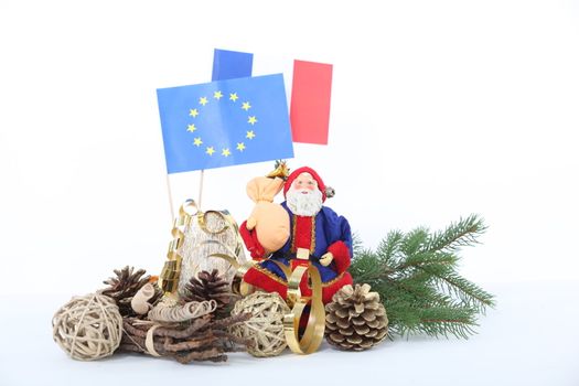 Santa with French and European flags