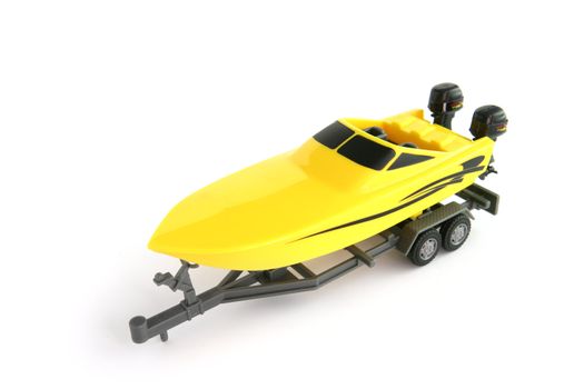 Toy boat on a trailer
