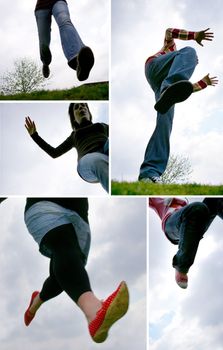 Various people jumping