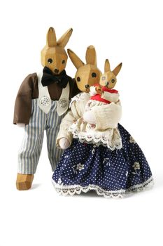 Hand-crafted wooden rabbits