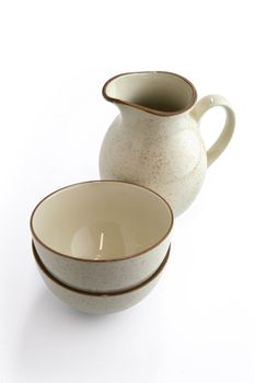 Ceramic vase and bowls