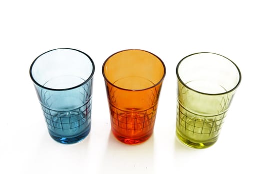 Three colorful glasses