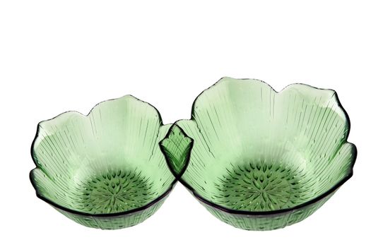 Two glass salad bowls