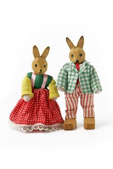 Couple of wooden rabbit toys