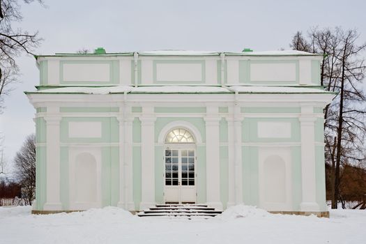 Winter in Tsarskoe Selo. Pavilion Hall on the island
