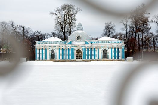 View of the pavilion Grotto in the Catherine park of Tsarskoe selo. Saint-Petersburg