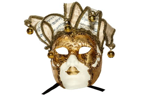 A beautiful carnivale mask from venice Italy. Isolated on white