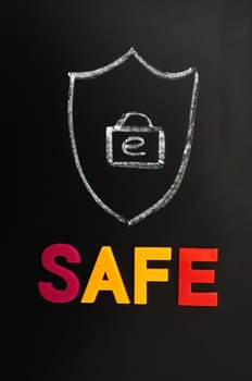 Safe internet concept drawn on a blackboard