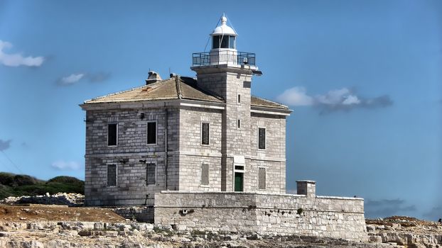 Brioni national park stone lighthouse, Brijuni, Croatia