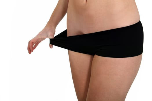 woman in black panties after losing weight