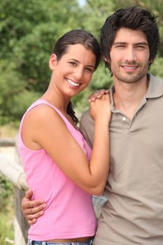 Couple outdoors in the summertime