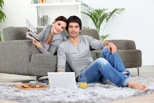 Couple relaxing at home