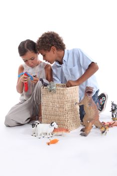 Kids playing with toys