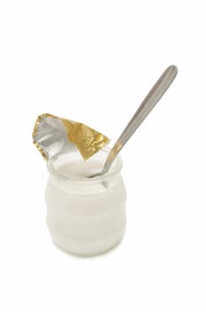 Artisan yogurt isolated on white background