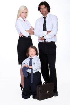 Family dressed in business clothing