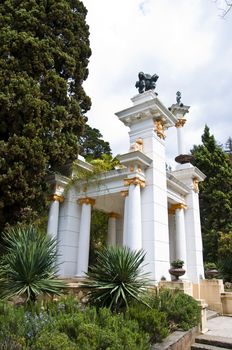 Natural arboretum park in city Sochi. Spring
