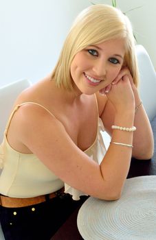 Young lady at the dinner table