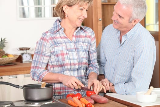 Senior couple in the kitchen