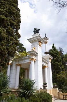 Natural arboretum park in city Sochi. Spring