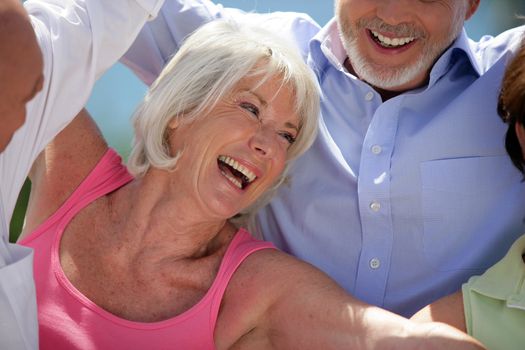 Elderly friends outdoors