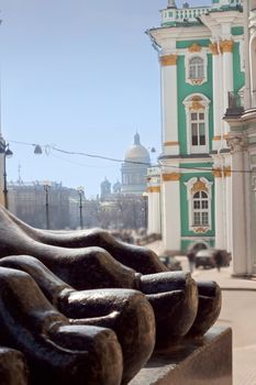 Fingers of granite Atlases Guarding the Hermitage in St. Petersburg, Russia