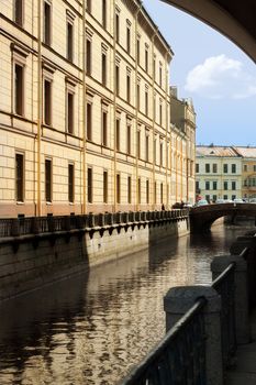 Bridge of Winter Channel near The Buildings Ermitage Museum, Russia, Saint-Petersburg