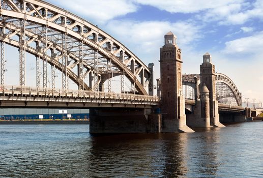 Peter the great (Maloohtinsky) bridge at saint-petersburg, russia