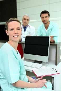 Doctors in hospital reception