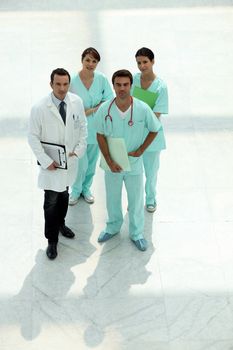 Medical team looking up