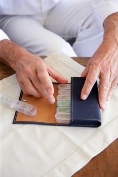 Woman preparing her medication