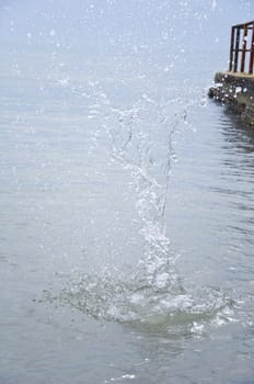 The spray of water in the sea