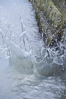 The spray of water in the sea