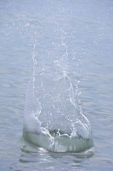 The spray of water in the sea