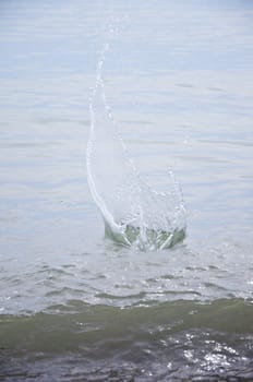 The spray of water in the sea