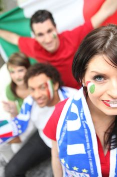 Italian fans ready to watch the match