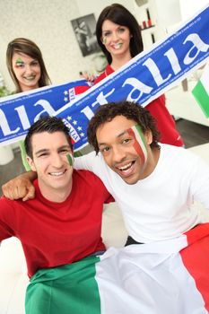 Group of Italian sports fans