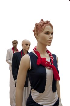 Closeup of a mannequin wearing fashion closes