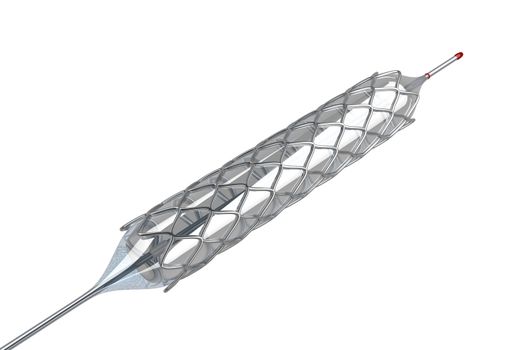 3d illustration of stent on balloon