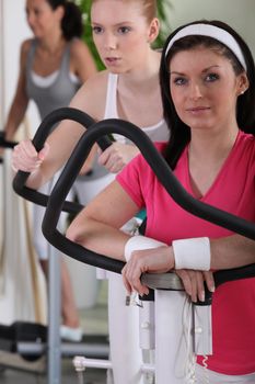 Women working out in a gym