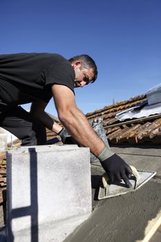 Roofer at work