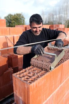 Portrait of a bricklayer