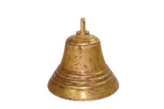 closeup image of a vintage brass bell with clipping path included.
